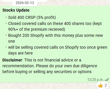 Sold CRSP bought Shopify